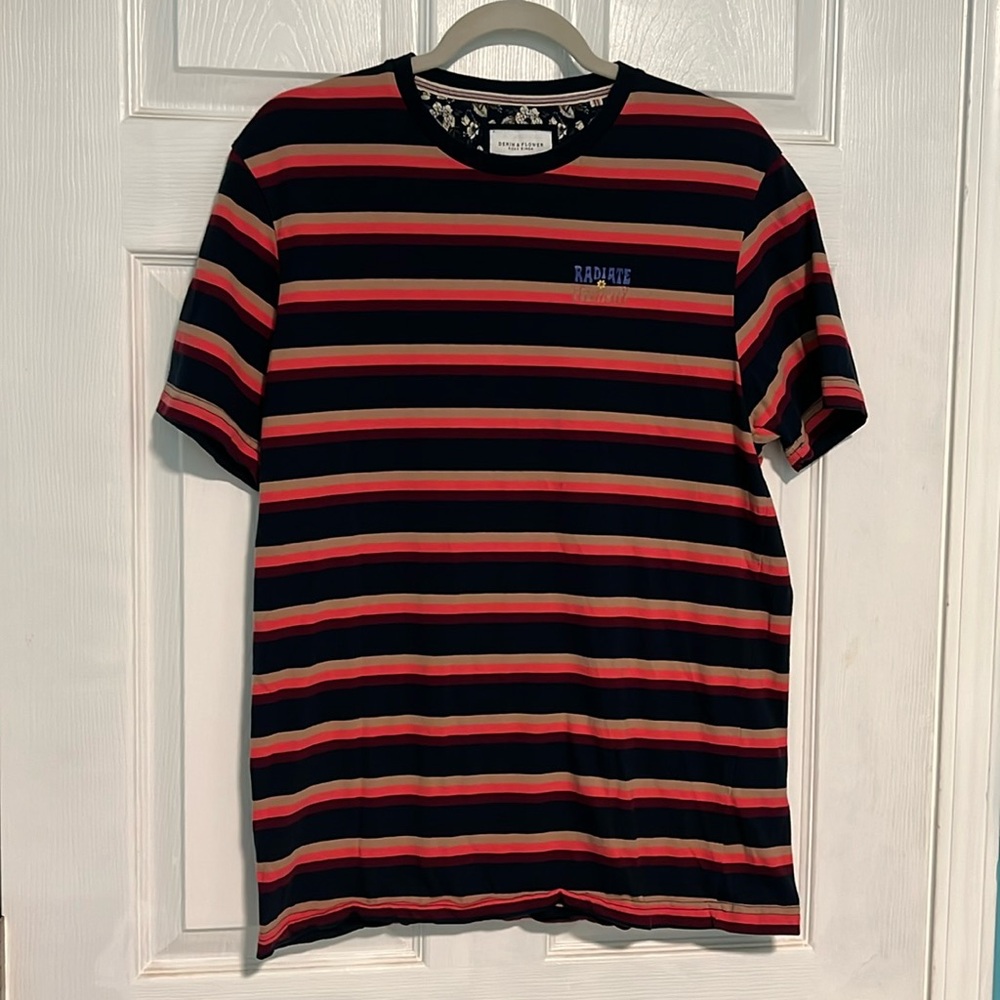 Denim & flower Ricky Singh radiate positivity striped tshirt